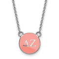 Sterling Silver Rhodium-plated LogoArt Delta Zeta Sorority Greek Letters Small Color Enamel Pendant 18 inch Necklace