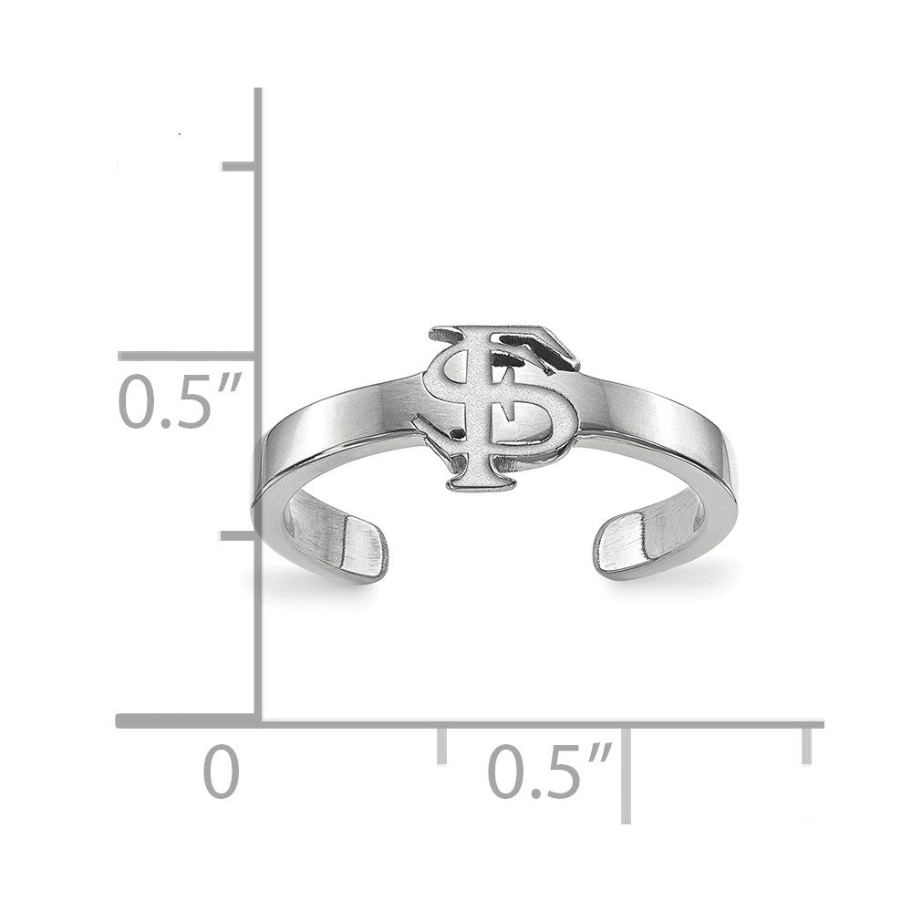 Sterling Silver Rhodium-plated LogoArt Florida State University F-S Toe Ring