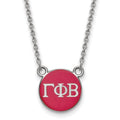 Sterling Silver Rhodium-plated LogoArt Gamma Phi Beta Sorority Greek Letters Small Color Enamel Pendant 18 inch Necklace