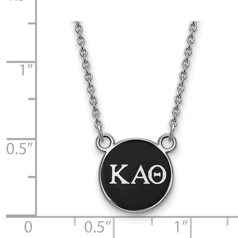 Sterling Silver Rhodium-plated LogoArt Kappa Alpha Theta Sorority Greek Letters Small Color Enamel Pendant 18 inch Necklace