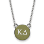 Sterling Silver Rhodium-plated LogoArt Kappa Delta Sorority Greek Letters Small Color Enamel Pendant 18 inch Necklace