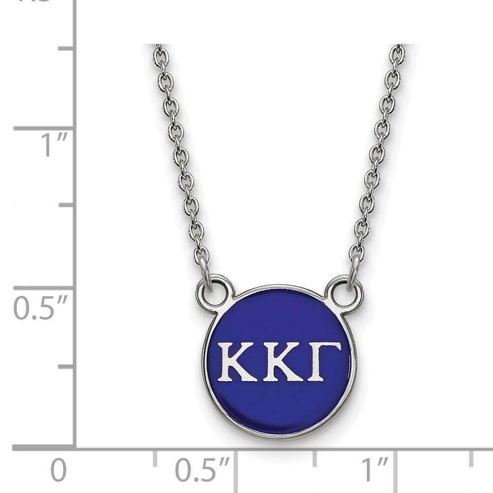 Sterling Silver Rhodium-plated LogoArt Kappa Kappa Gamma Sorority Greek Letters Small Color Enamel Pendant 18 inch Necklace
