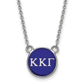 Sterling Silver Rhodium-plated LogoArt Kappa Kappa Gamma Sorority Greek Letters Small Color Enamel Pendant 18 inch Necklace