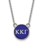 Sterling Silver Rhodium-plated LogoArt Kappa Kappa Gamma Sorority Greek Letters Small Color Enamel Pendant 18 inch Necklace
