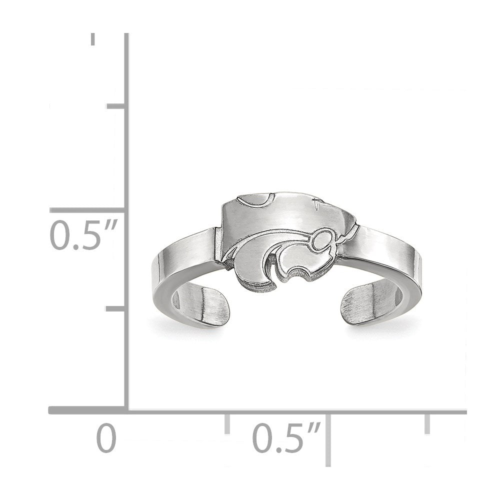 Sterling Silver Rhodium-plated LogoArt Kansas State University Wildcat Toe Ring