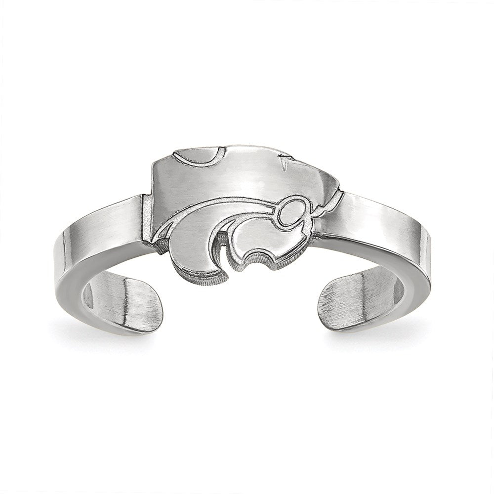 Sterling Silver Rhodium-plated LogoArt Kansas State University Wildcat Toe Ring