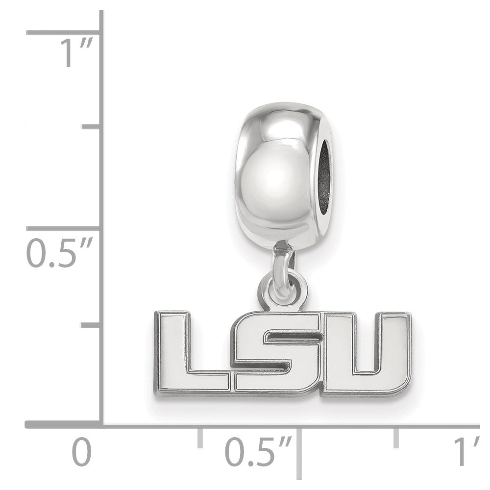 Sterling Silver Rhodium-plated LogoArt Louisiana State University L-S-U Extra Small Dangle Bead Charm
