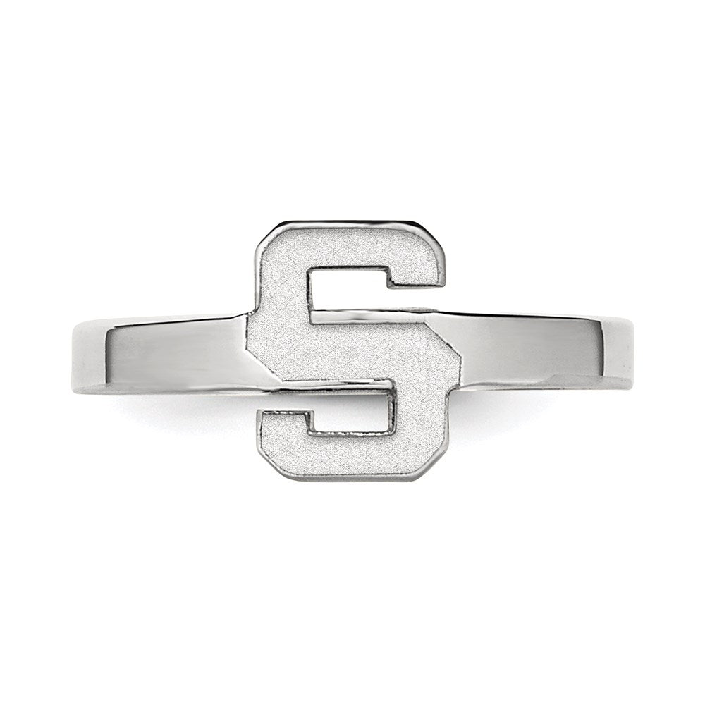 Sterling Silver Rhodium-plated LogoArt Michigan State University Letter S Toe Ring