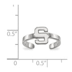 Sterling Silver Rhodium-plated LogoArt Michigan State University Letter S Toe Ring