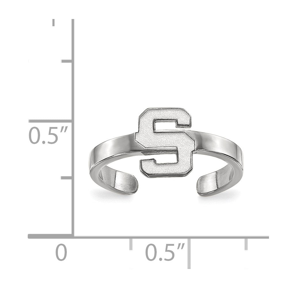 Sterling Silver Rhodium-plated LogoArt Michigan State University Letter S Toe Ring