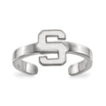 Sterling Silver Rhodium-plated LogoArt Michigan State University Letter S Toe Ring