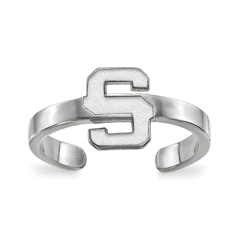 Sterling Silver Rhodium-plated LogoArt Michigan State University Letter S Toe Ring