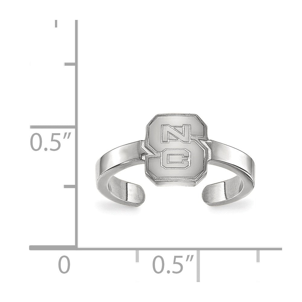 Sterling Silver Rhodium-plated LogoArt North Carolina State University N-C-S Toe Ring