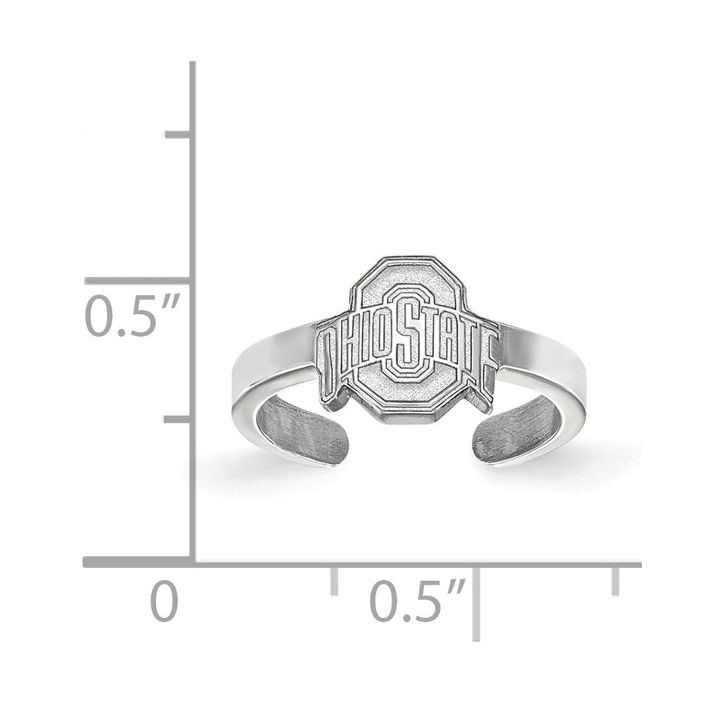 Sterling Silver Rhodium-plated LogoArt The Ohio State University Toe Ring