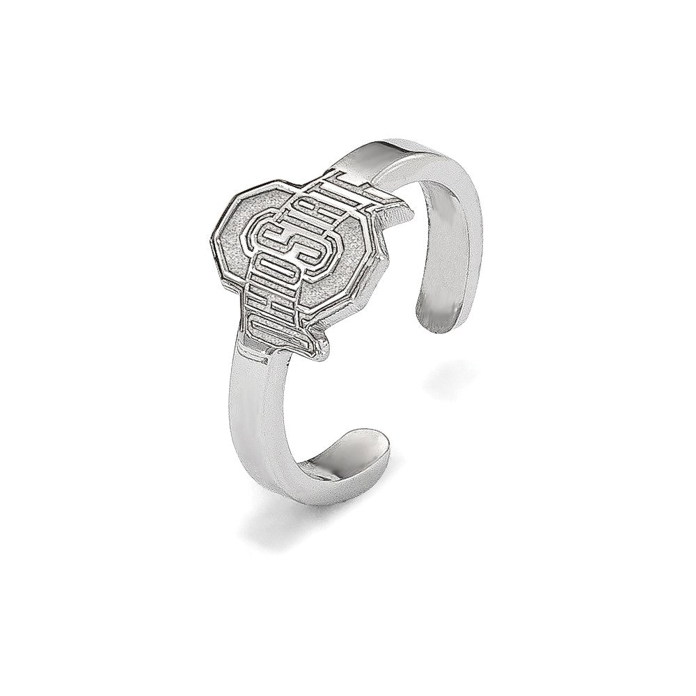 Sterling Silver Rhodium-plated LogoArt The Ohio State University Toe Ring