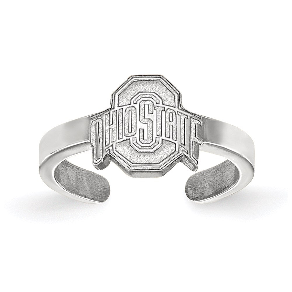 Sterling Silver Rhodium-plated LogoArt The Ohio State University Toe Ring