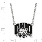 Sterling Silver Rhodium-plated LogoArt Ohio University Large Enameled Pendant 18 inch Necklace