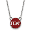Sterling Silver Rhodium-plated LogoArt Pi Beta Phi Sorority Greek Letters Small Color Enamel Pendant 18 inch Necklace