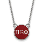 Sterling Silver Rhodium-plated LogoArt Pi Beta Phi Sorority Greek Letters Small Color Enamel Pendant 18 inch Necklace