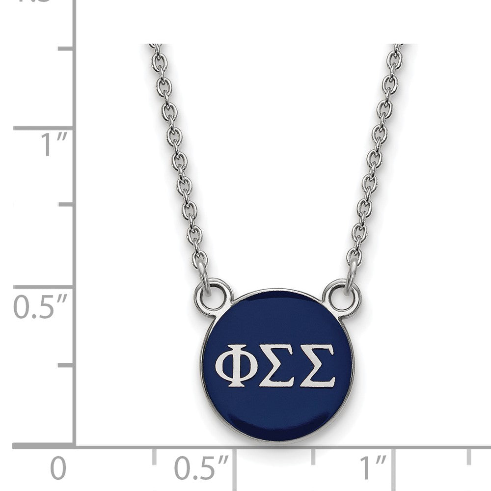 Sterling Silver Rhodium-plated LogoArt Phi Sigma Sigma Sorority Greek Letters Small Color Enamel Pendant 18 inch Necklace
