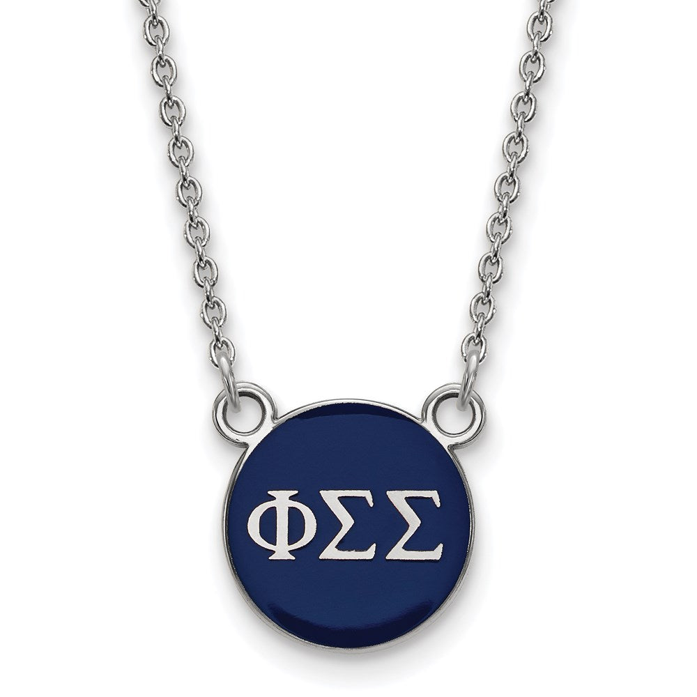 Sterling Silver Rhodium-plated LogoArt Phi Sigma Sigma Sorority Greek Letters Small Color Enamel Pendant 18 inch Necklace