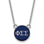Sterling Silver Rhodium-plated LogoArt Phi Sigma Sigma Sorority Greek Letters Small Color Enamel Pendant 18 inch Necklace