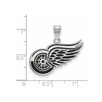 Sterling Silver Rhodium-plated NHL LogoArt Detroit Red Wings Large Enameled Pendant