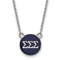 Sterling Silver Rhodium-plated LogoArt Sigma Sigma Sigma Sorority Greek Letters Small Color Enamel Pendant 18 inch Necklace