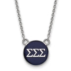 Sterling Silver Rhodium-plated LogoArt Sigma Sigma Sigma Sorority Greek Letters Small Color Enamel Pendant 18 inch Necklace