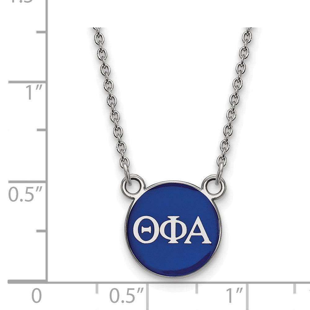 Sterling Silver Rhodium-plated LogoArt Theta Phi Alpha Sorority Greek Letters Small Color Enamel Pendant 18 inch Necklace