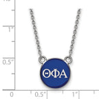 Sterling Silver Rhodium-plated LogoArt Theta Phi Alpha Sorority Greek Letters Small Color Enamel Pendant 18 inch Necklace