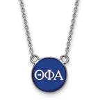 Sterling Silver Rhodium-plated LogoArt Theta Phi Alpha Sorority Greek Letters Small Color Enamel Pendant 18 inch Necklace