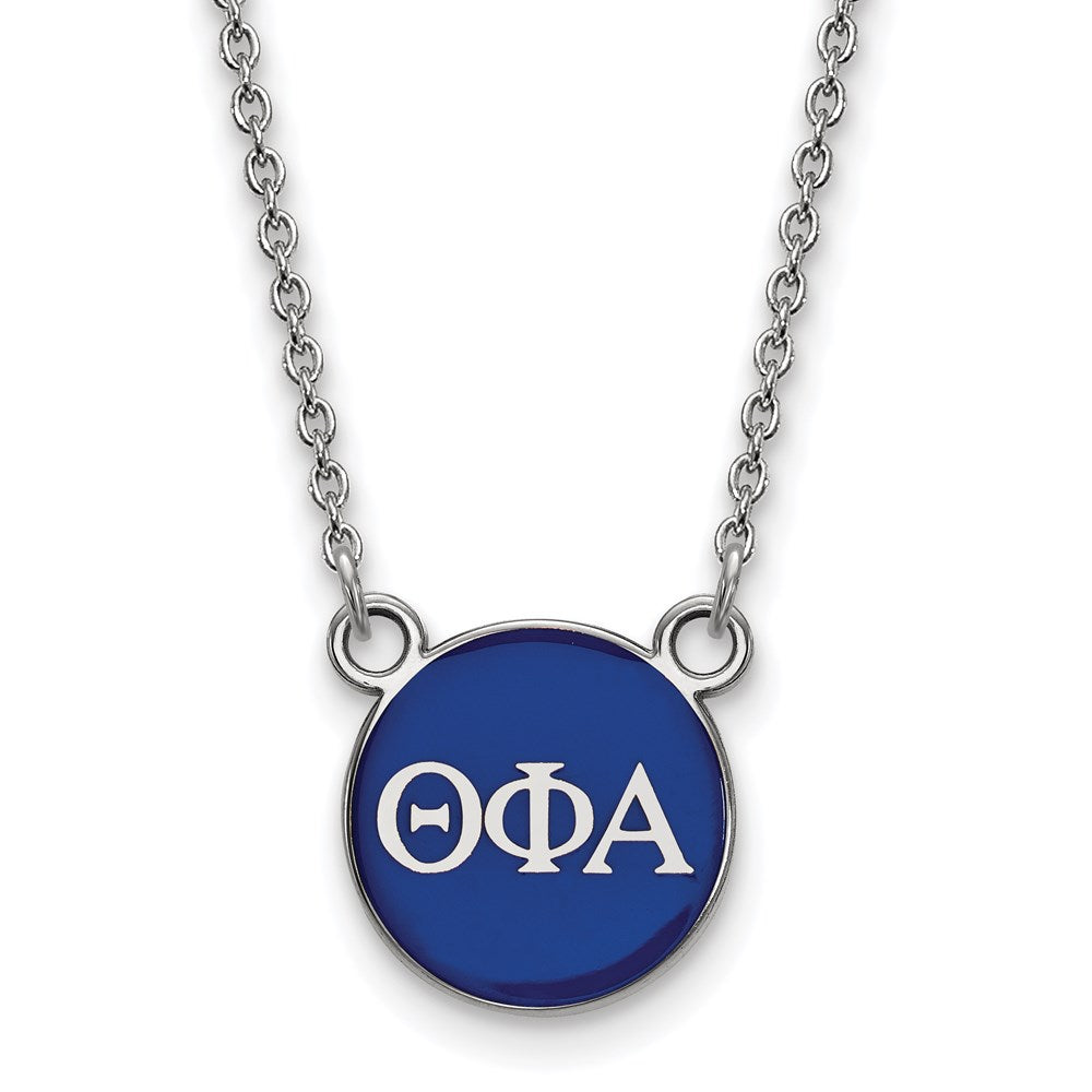 Sterling Silver Rhodium-plated LogoArt Theta Phi Alpha Sorority Greek Letters Small Color Enamel Pendant 18 inch Necklace