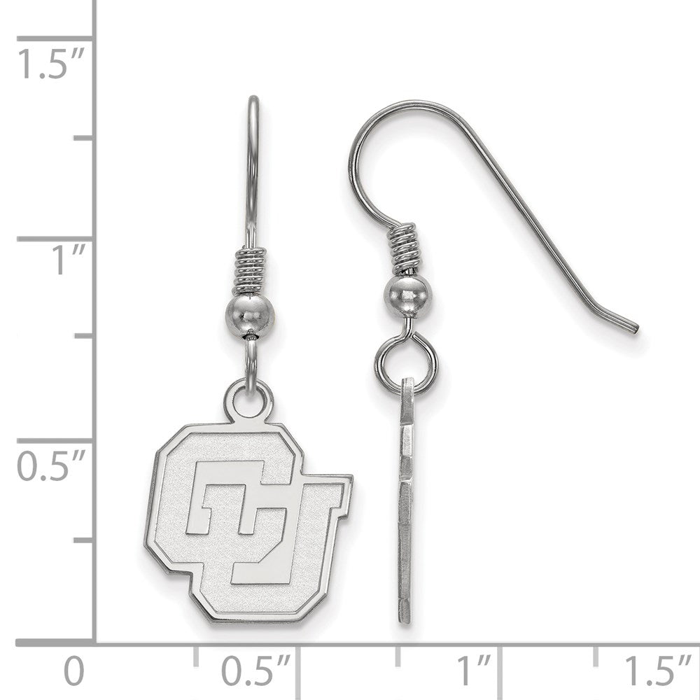 Sterling Silver Rhodium-plated LogoArt University of Colorado C-U Small Dangle Wire Earrings