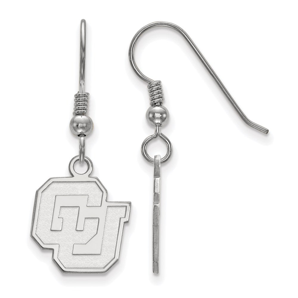 Sterling Silver Rhodium-plated LogoArt University of Colorado C-U Small Dangle Wire Earrings