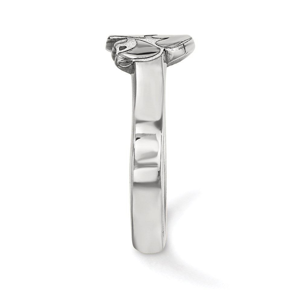 Sterling Silver Rhodium-plated LogoArt University of Iowa Hawk Toe Ring