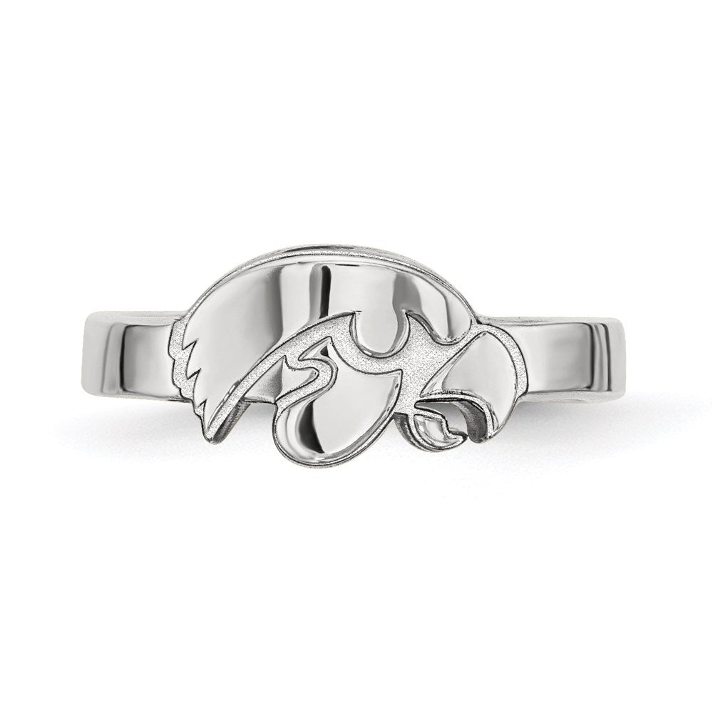 Sterling Silver Rhodium-plated LogoArt University of Iowa Hawk Toe Ring