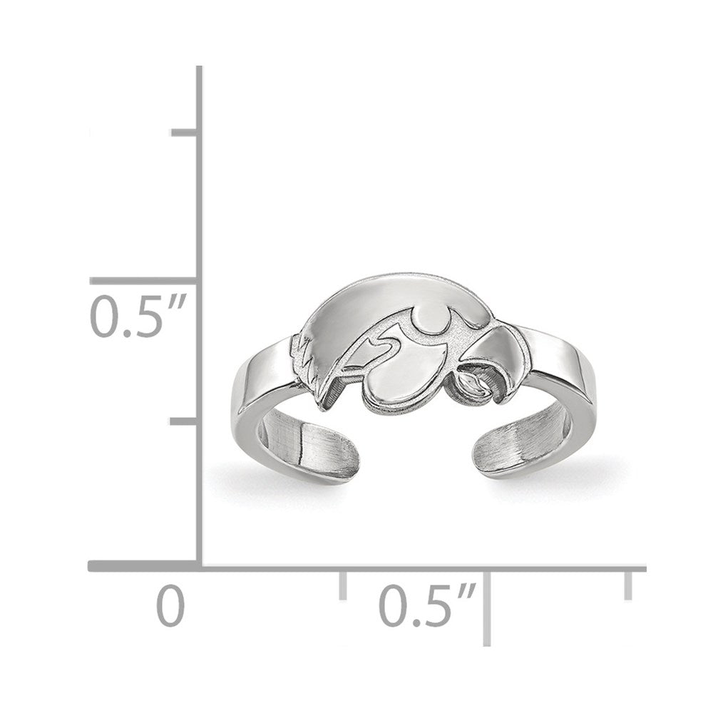 Sterling Silver Rhodium-plated LogoArt University of Iowa Hawk Toe Ring