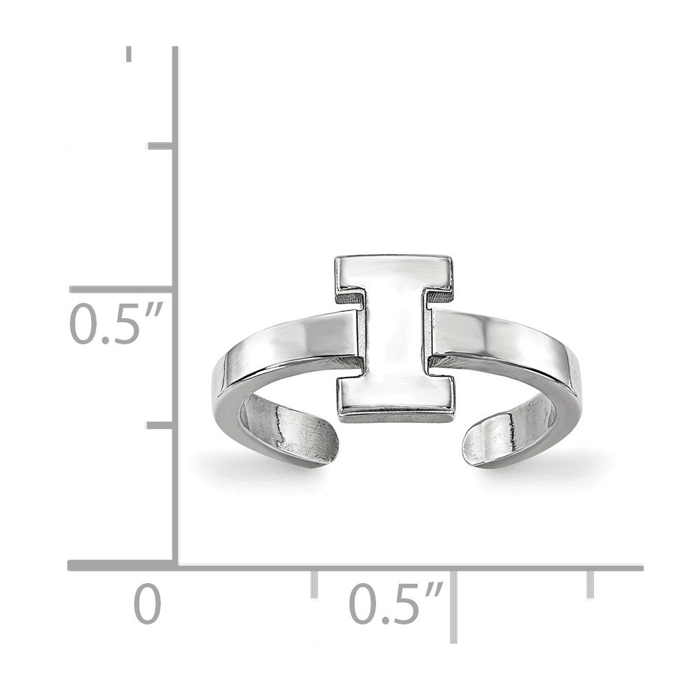 Sterling Silver Rhodium-plated LogoArt University of Illinois Letter I Toe Ring