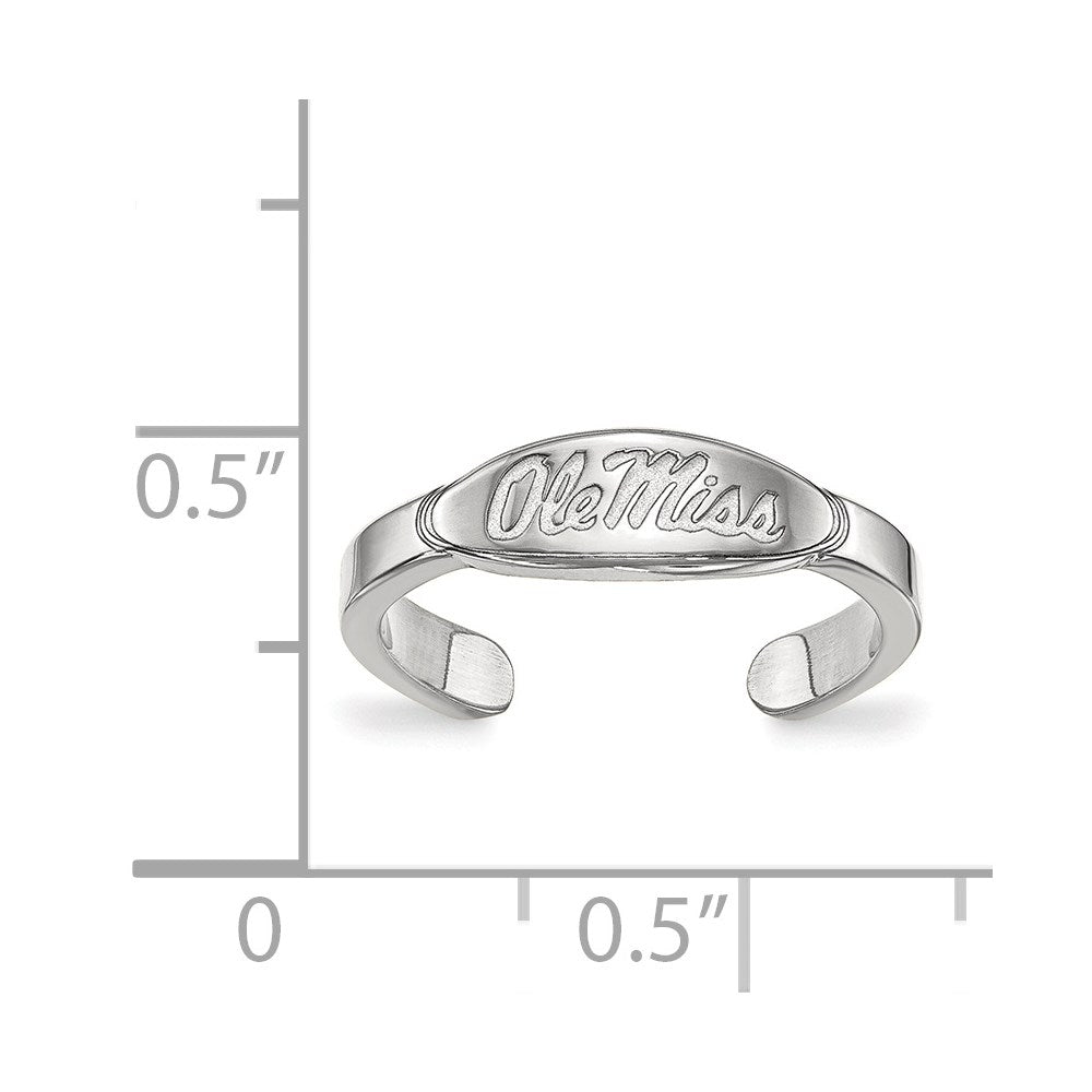 Sterling Silver Rhodium-plated LogoArt University of Mississippi Ole Miss Toe Ring
