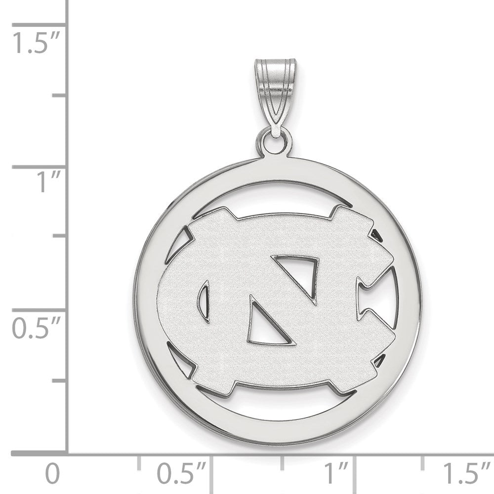 Sterling Silver Rhodium-plated LogoArt University of North Carolina N-C Extra Large Circle Pendant