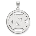 Sterling Silver Rhodium-plated LogoArt University of North Carolina N-C Extra Large Circle Pendant