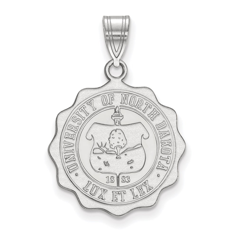 Sterling Silver Rhodium-plated LogoArt University of North Dakota Large Crest Pendant