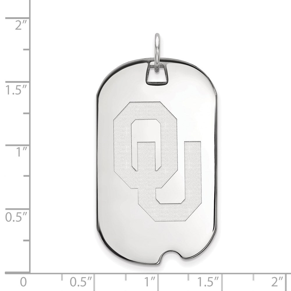 10k White Gold LogoArt University of Oklahoma O-U Large Dog Tag Pendant