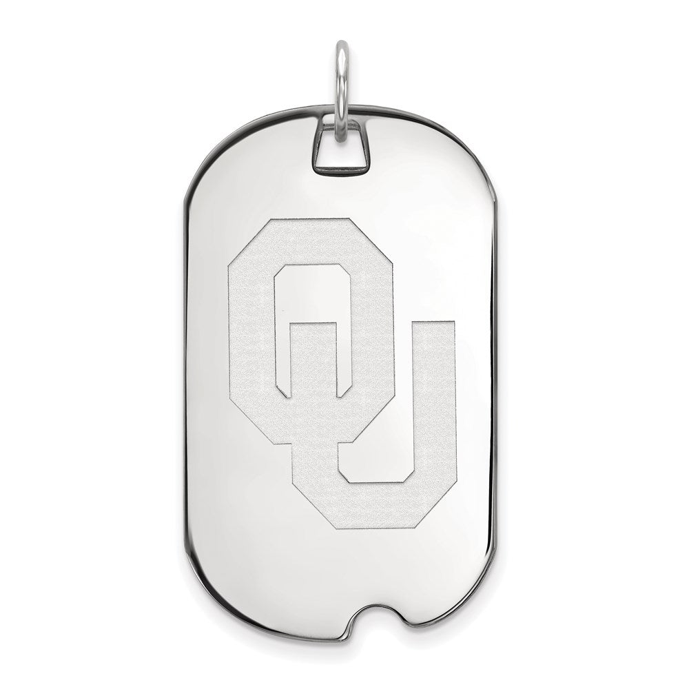 10k White Gold LogoArt University of Oklahoma O-U Large Dog Tag Pendant