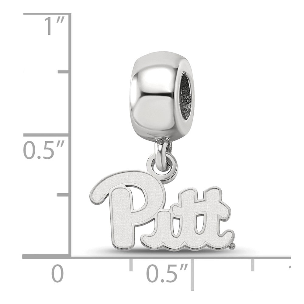 Sterling Silver Rhodium-plated LogoArt University of Pittsburgh Extra Small Dangle Bead Charm