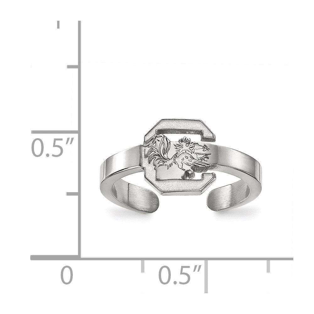 Sterling Silver Rhodium-plated LogoArt University of South Carolina Toe Ring