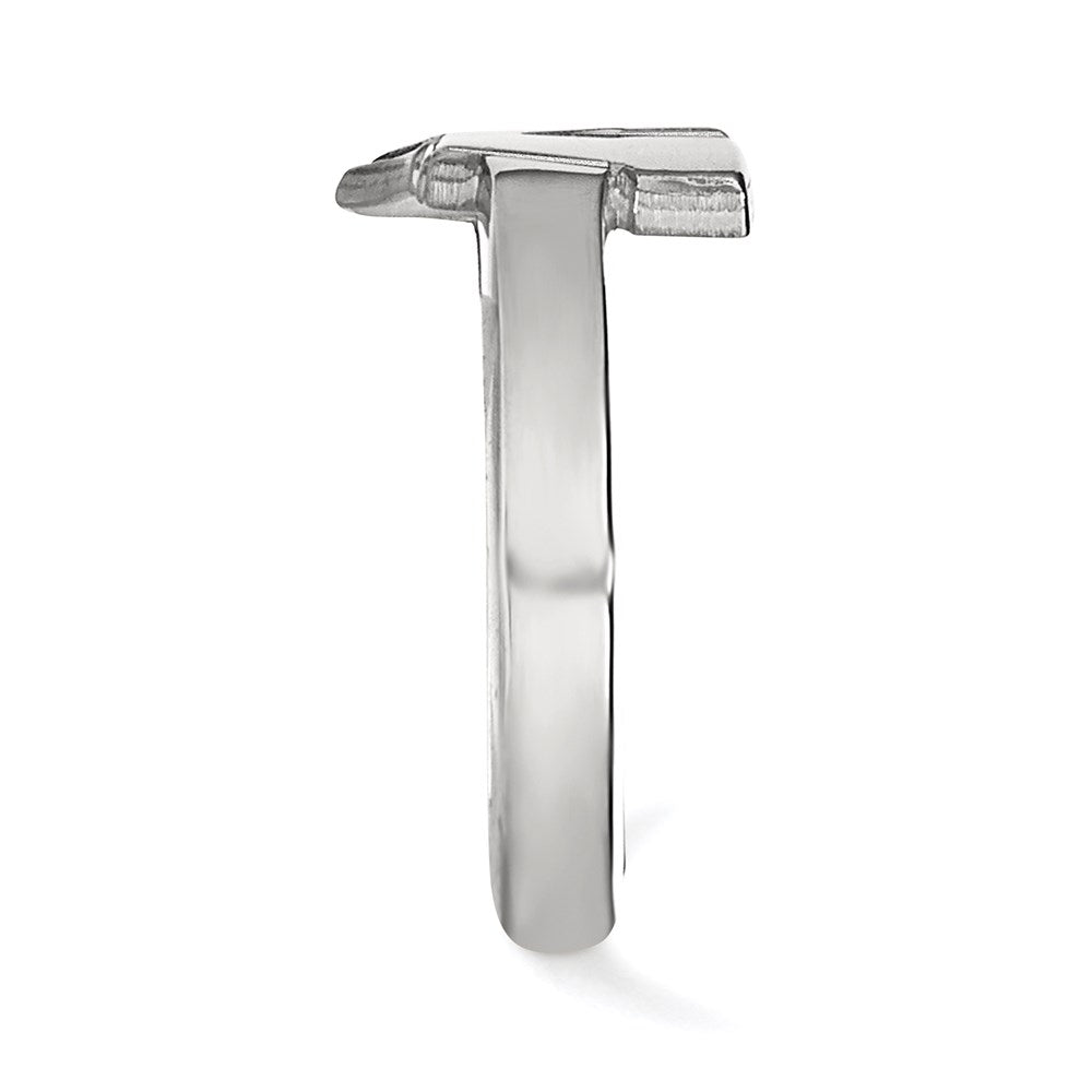 Sterling Silver Rhodium-plated LogoArt University of Wisconsin Letter W Toe Ring