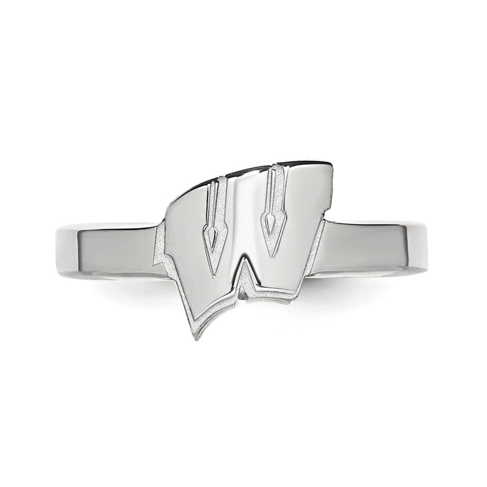 Sterling Silver Rhodium-plated LogoArt University of Wisconsin Letter W Toe Ring