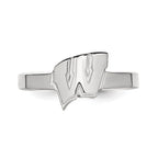 Sterling Silver Rhodium-plated LogoArt University of Wisconsin Letter W Toe Ring